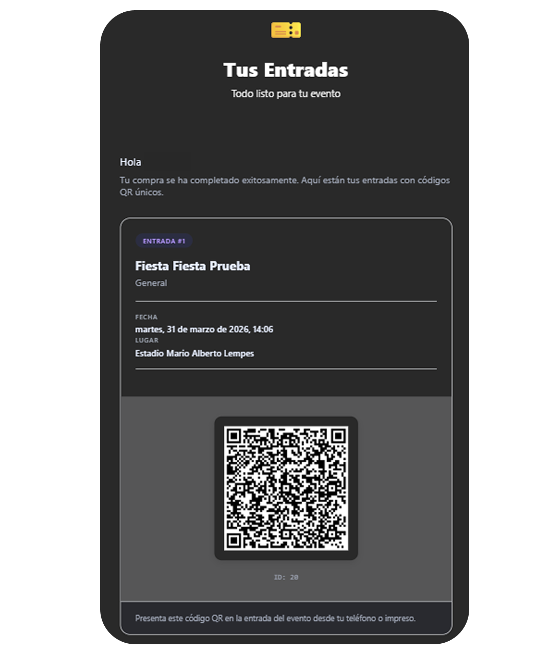 Captura: Se envían las entradas automáticamente